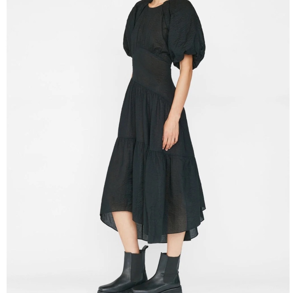 FRAME Women's Gathered Seam Puff Sleeve Dress - Picture 6 of 11